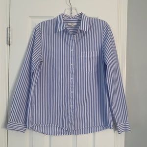 Madewell blue and white striped button down top
